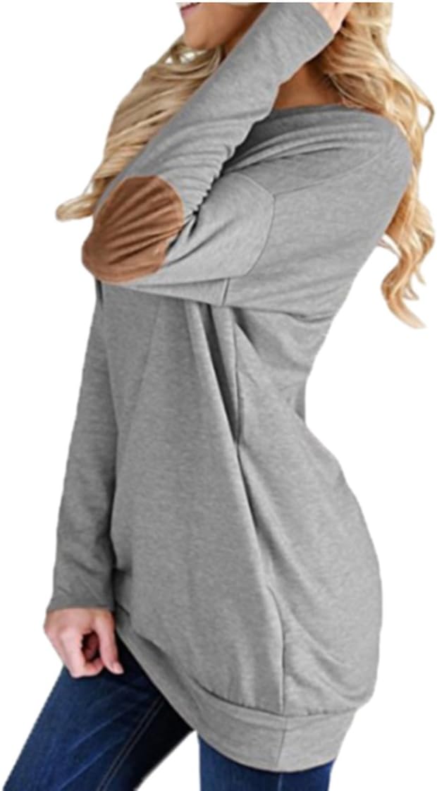 Womens Cozy Long Sleeve Plain Color Slim Fit Jersey Top Grey XL