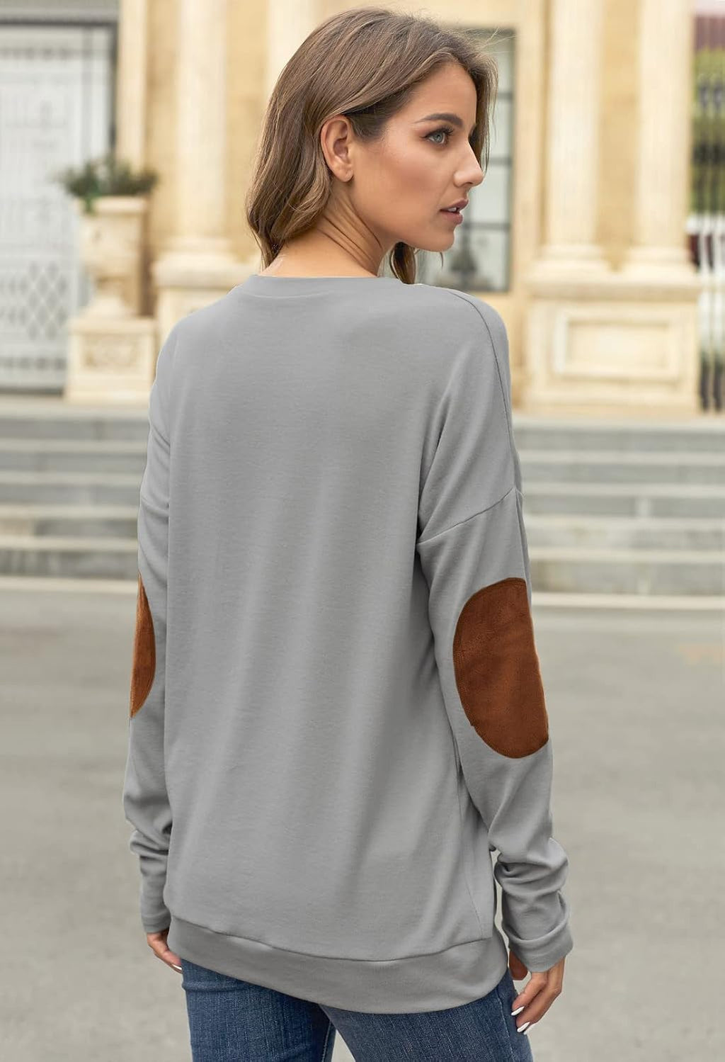 Womens Cozy Long Sleeve Plain Color Slim Fit Jersey Top Grey XL