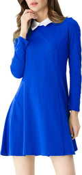 Women's Long Sleeve Casual Fall Dress 2025 with Peter Pan Collar - A-Line Fit and Flare Skater Style