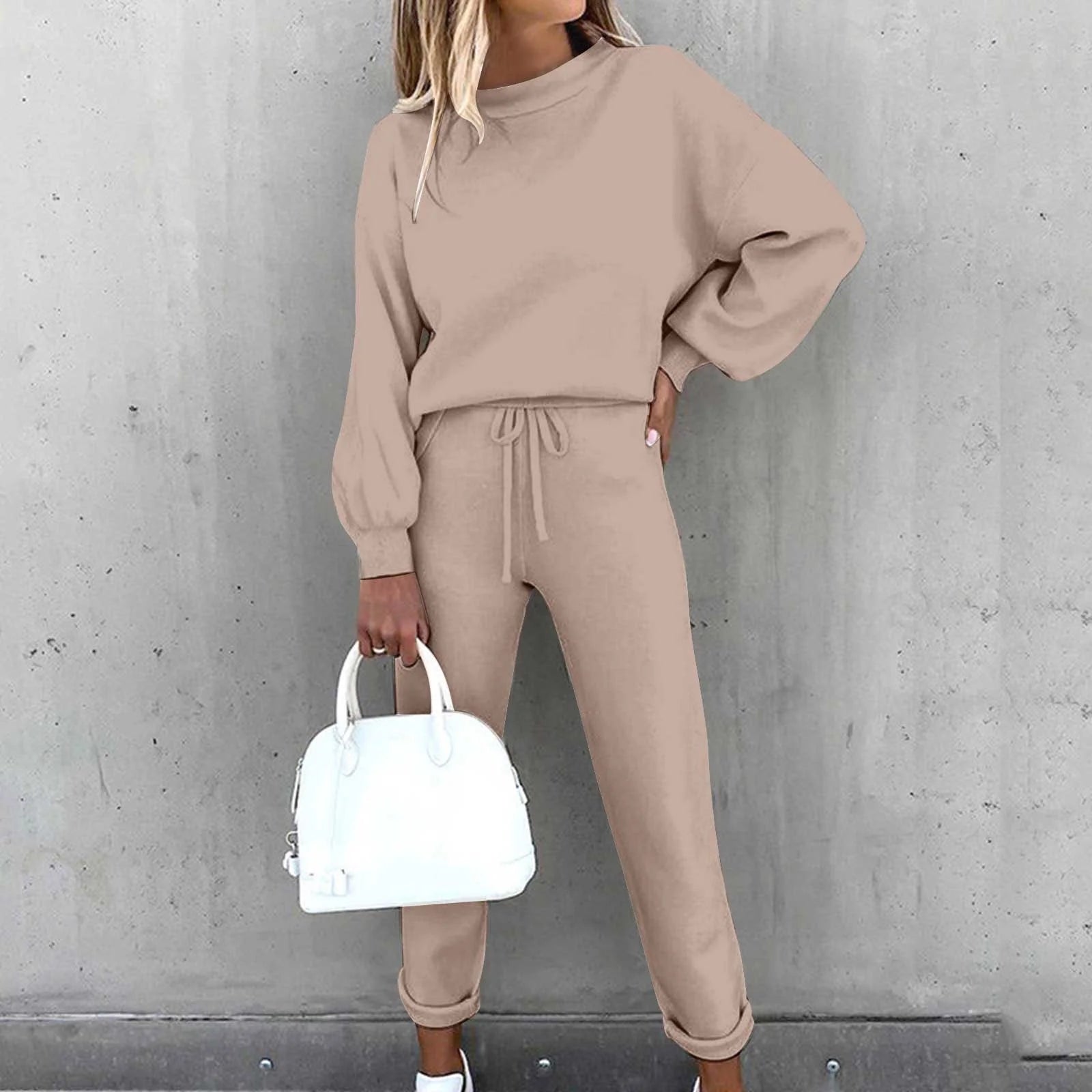 Sweatsuit Sets for Women 2 Piece Long Sleeve Sweatshirt Top and Jogger Pants Fall Activewear Lounge Sets Loose Fit Workout Sets Matching Tracksuit